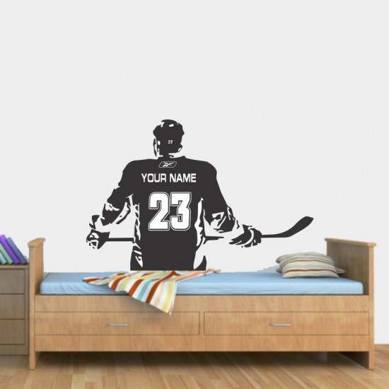 AUTOCOLLANT MURAL ''personnalisé'' Joueur de hockey