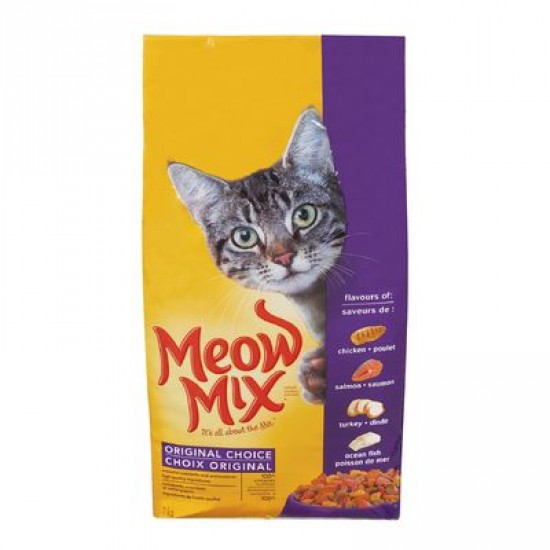 Nourriture pour chats choix original à saveurs de poulet, saumon, dinde et poisson de mer MEOW MIX