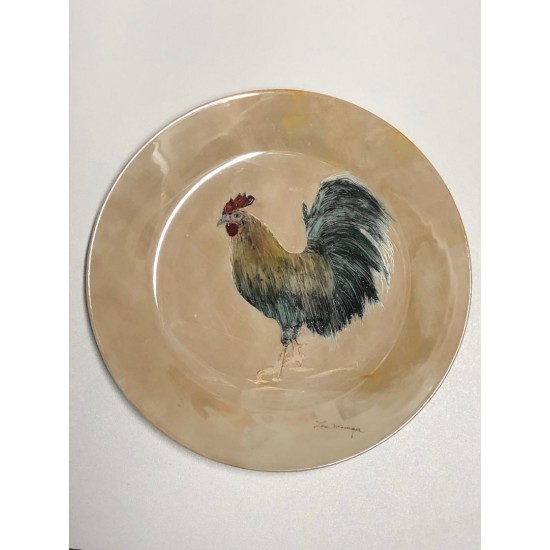  Coq peint à la main sur assiette en porcelaine