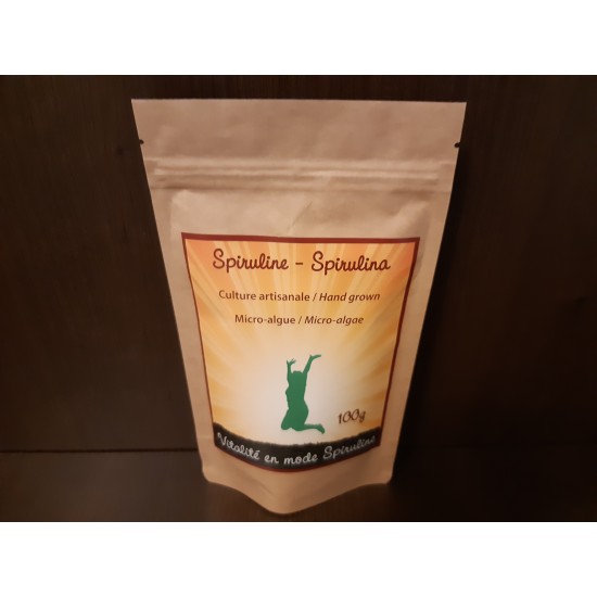 Spiruline Arthrospira-Platensis, micro-algue en granules (fines brindilles).1 sachet de 100g