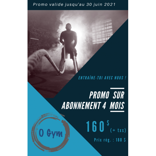 Abonnement accès gym 4 mois - Promo automne 2026 Abonnement accès gym 4 mois - Promo automne 2026