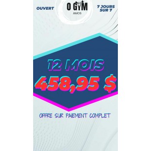 Abonnement accès gym 12 mois - Promo automne 2026
