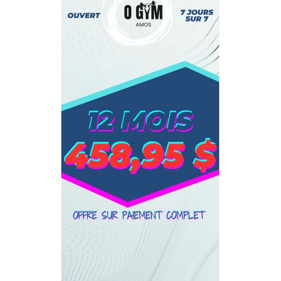 Abonnement accès gym 12 mois - Promo automne 2026