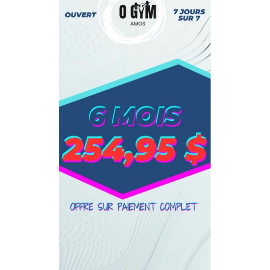 Abonnement accès gym 6 mois - Promo automne 2026