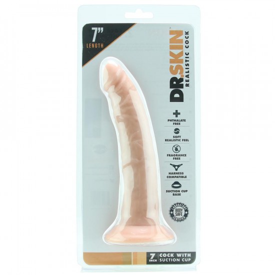 Dildo  Dr. Skin 7" Cock with Suction Cup in Beige