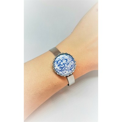 Bracelet SYMBOLE-damask bleu