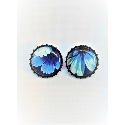 Boucles d'oreilles SYMBOLE-fleur bleue