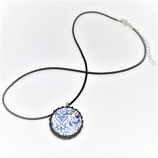 Collier SYMBOLE- damask bleu (2)