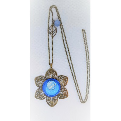 Collier FOCUS*FLEUR DE VIE-céleste