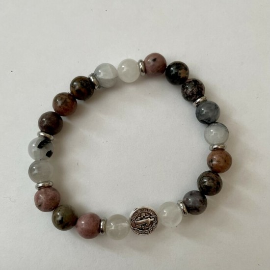 Bracelet rhodonite et quartz rutilé