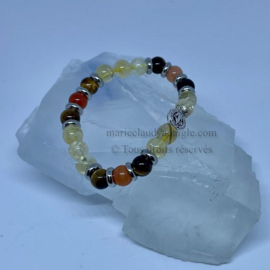 Bracelet cornaline, citrine, oeil de tigre