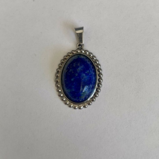 Pendentif Lapis lazuli et acier inoxydable