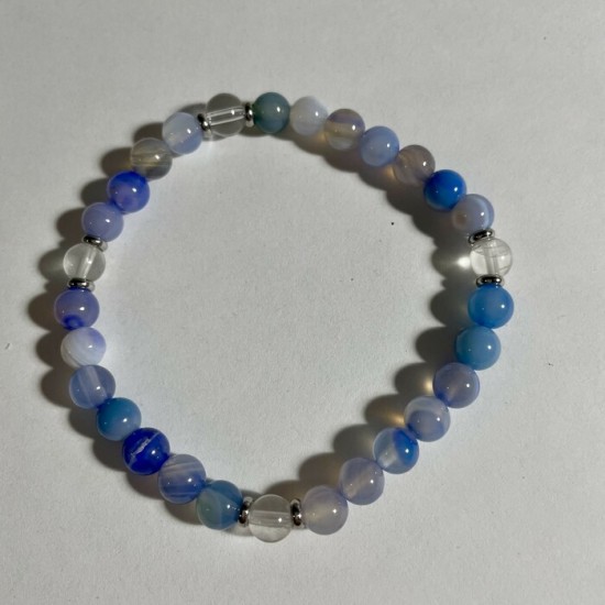 Bracelet calcédone et quartz clair