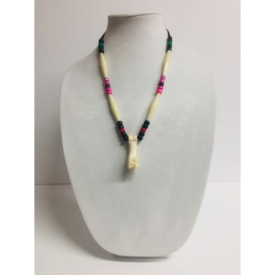 Collier amérindien avec os d'ours authentique