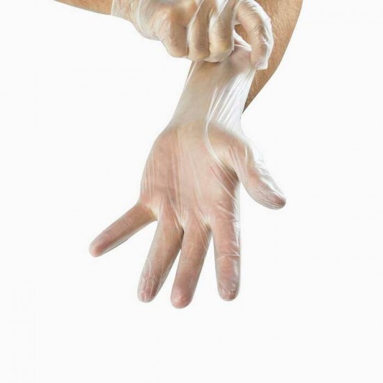 Gant jetable en vinyle clair 4mil   -  sans poudre  -  boites de 100 gants                                         