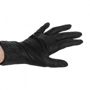 Gant jetable en nitrile noir 6 mm sans poudre avec...