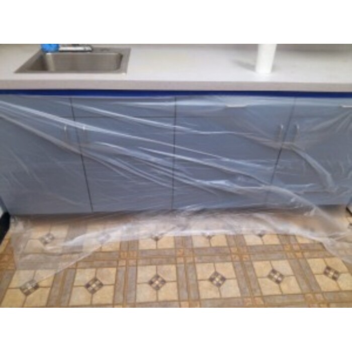 Polythène de protection avec bande autocollante 10' x 100' - Rapid Wall Cover Polythène de protection avec bande autocollante 10' x 100' - Rapid Wall Cover