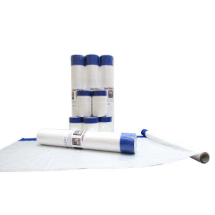 Polythène de protection avec bande autocollante 10' x 100' - Rapid Wall Cover Polythène de protection avec bande autocollante 10' x 100' - Rapid Wall Cover