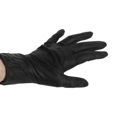 Gant jetable en nitrile noir 6 mm sans poudre avec...