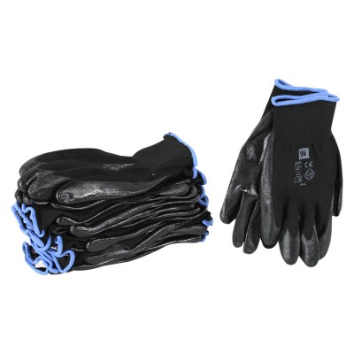 Gant Polyester noir avec enduit lisse de nitrile noir. (12prs)  