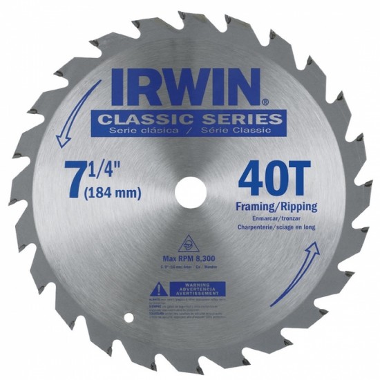 Lame de scie ronde 7'' 1/4 de Irwin 40T (pqt de 5)