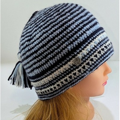 Tuque Inuit / Nassak Bleu - motifs bleu/blanc/marine