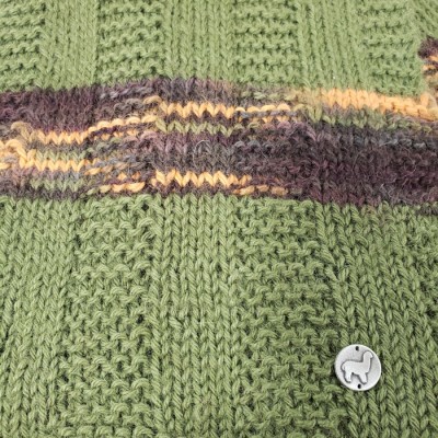 Foulard vert - rayures orange et prune
