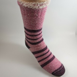 Bas thermal rayé rose en alpaga 