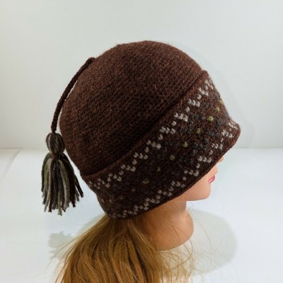 Tuque Inuit / Nassak Prune - motifs gris/bleu
