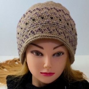 Tuque Inuit / Nassak Beige - motifs tons de rose
