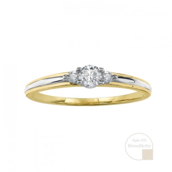 Bague pour femme en or jaune et blanc 10K avec diamants 0.20 carat (AM261Y20)