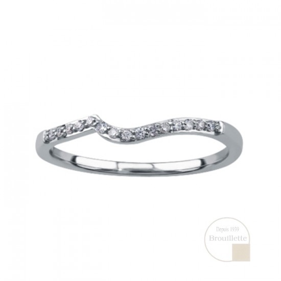 Jonc de mariage pour femme en or blanc 10K avec diamants 0.08 carat (DD2714)