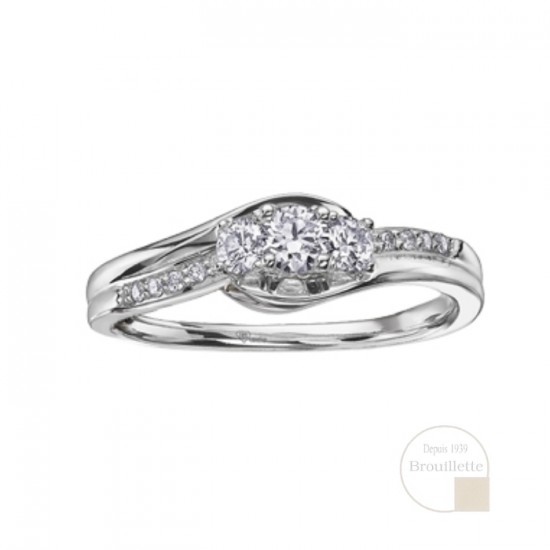 Bague de mariage pour femme en or blanc 10K avec diamants 0.32 carat (AM241W32)