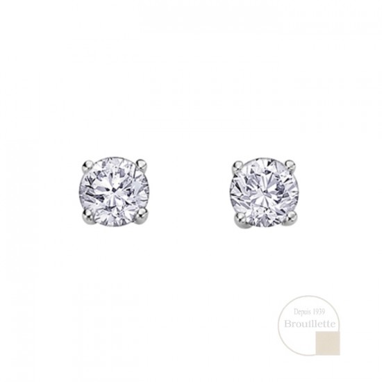 Boucles d'oreilles à diamants en or blanc 14K (AM101)