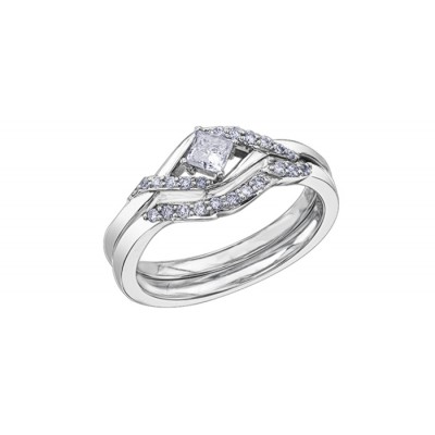 Bague de mariage pour femme en or blanc 10K avec diamants 0.30 carat (AM341W30)