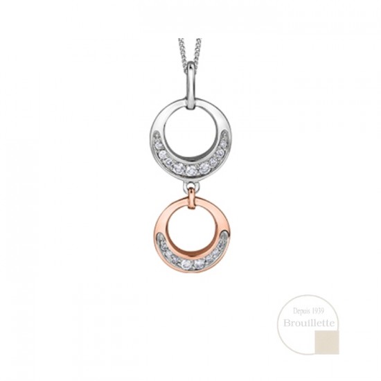 Pendentif pour femme en or rose et or blanc 14K avec diamants 0.14 carat (DD7269)