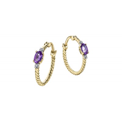 Boucles d'oreilles à diamants et améthystes