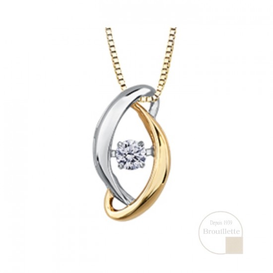 Pendentif pour femme en or jaune et or blanc 10K avec diamant 0.09 carat (DD3160)