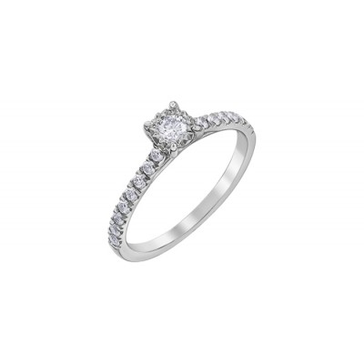 Bague pour femme en or blanc 10K avec diamants (DD7686)