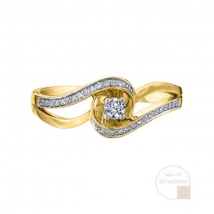 Bague de mariage en or jaune 10K avec diamants...