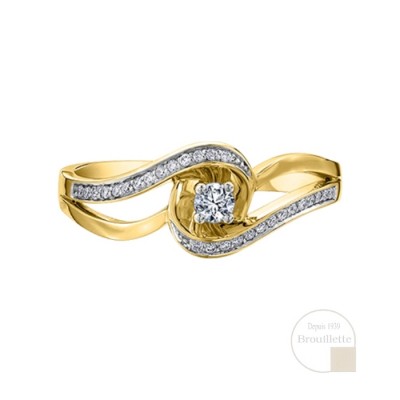 Bague de mariage en or jaune 10K avec diamants...