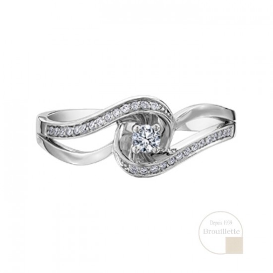 Bague de mariage en or blanc 10K avec diamants 0.17 carat (DX676W)