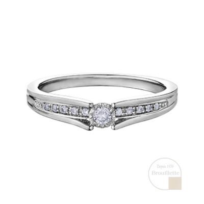 Bague de mariage pour femme en or blanc 10K avec...