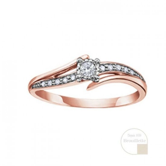 Bague de mariage pour femme en or rose 10K avec...