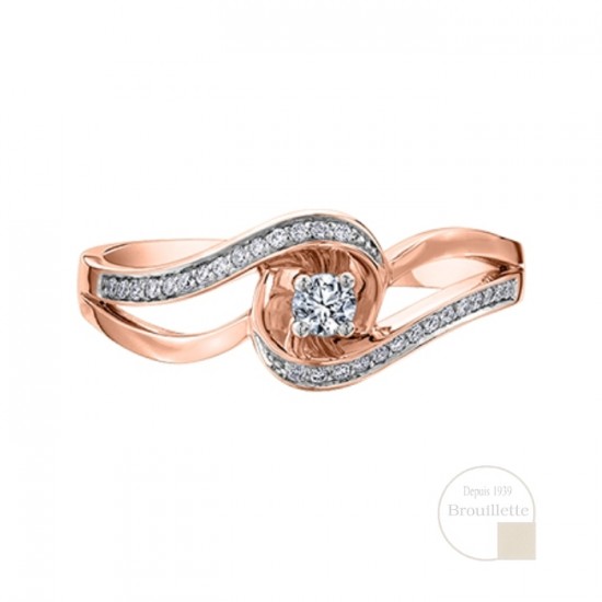 Bague de mariage en or rose 10K avec diamants 0.17...