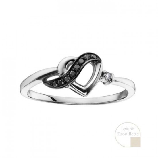 Bague pour femme en or blanc 10K avec diamants...