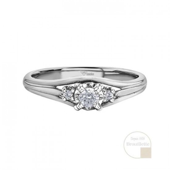 Bague pour femme en or blanc 10K avec diamant...