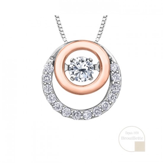 Pendentif pour femme en or rose et or blanc 10K avec diamants 0.208 carat (AM436)