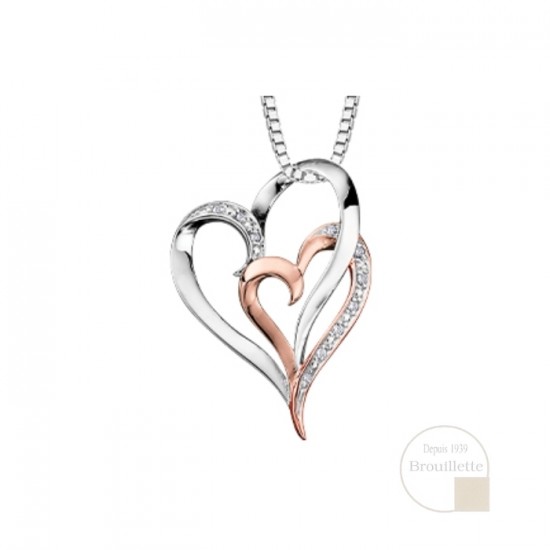 Pendentif pour femme en or blanc et or rose 10K...