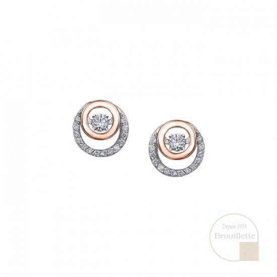 Boucles d'oreilles à diamants  en or blanc et or rose 10K avec diamants 0.201 carat (AM495WR20)